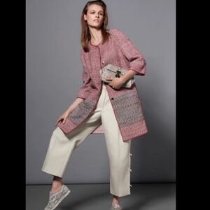 Giorgio Armani Napa Textured Red Lambskin Long Coat Size 44